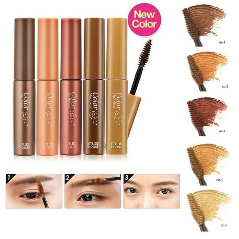  Etude Color My Brows #3 Red Brown 4.5 g.  เนื้อสัมผัสแบบครีมทิ้นต์ที่มีส่วนผสมของเจลเนื้อเนียน (Soft-Hold Gel) เหมาะอย่างยิ่งสำหรับเส้นขนคิ้วและช่วยให้เส้นขนคิ้วได้รูปทรงสวยตลอดวัน