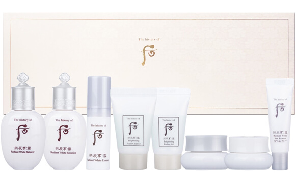 The History Of Whoo Radiant White Royal Whitening Special Gift Set (8 Items) เซ็ตผิวขาวสวยดังกระเบื้องเคลือบ เปลี่ยนผิวหมองคล้ำให้เจิดจรัสกระจ่างใส 