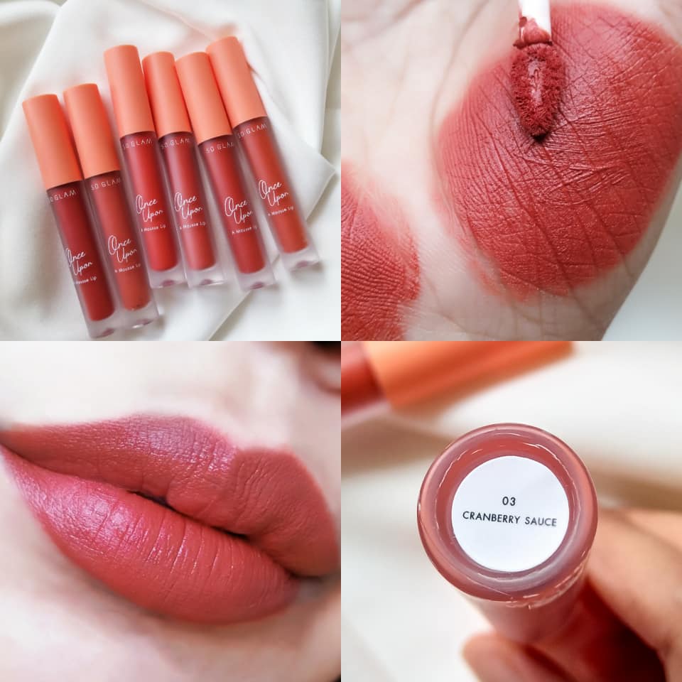 SO GLAM, SO GLAM Once Upon A Mousse Lip, SO GLAM Once Upon A Mousse Lip รีวิว, SO GLAM Once Upon A Mousse Lip 4g, 01 Pink Meringue, 02 Peach Cinnamon Bun, 03 Cranberry Sauce, 04 Carrot Cake, 05 Apple Jam Roll, ลิปแมตต์, ลิปแมตต์เนื้อมูสนุ่มละมุน, สบายปาก