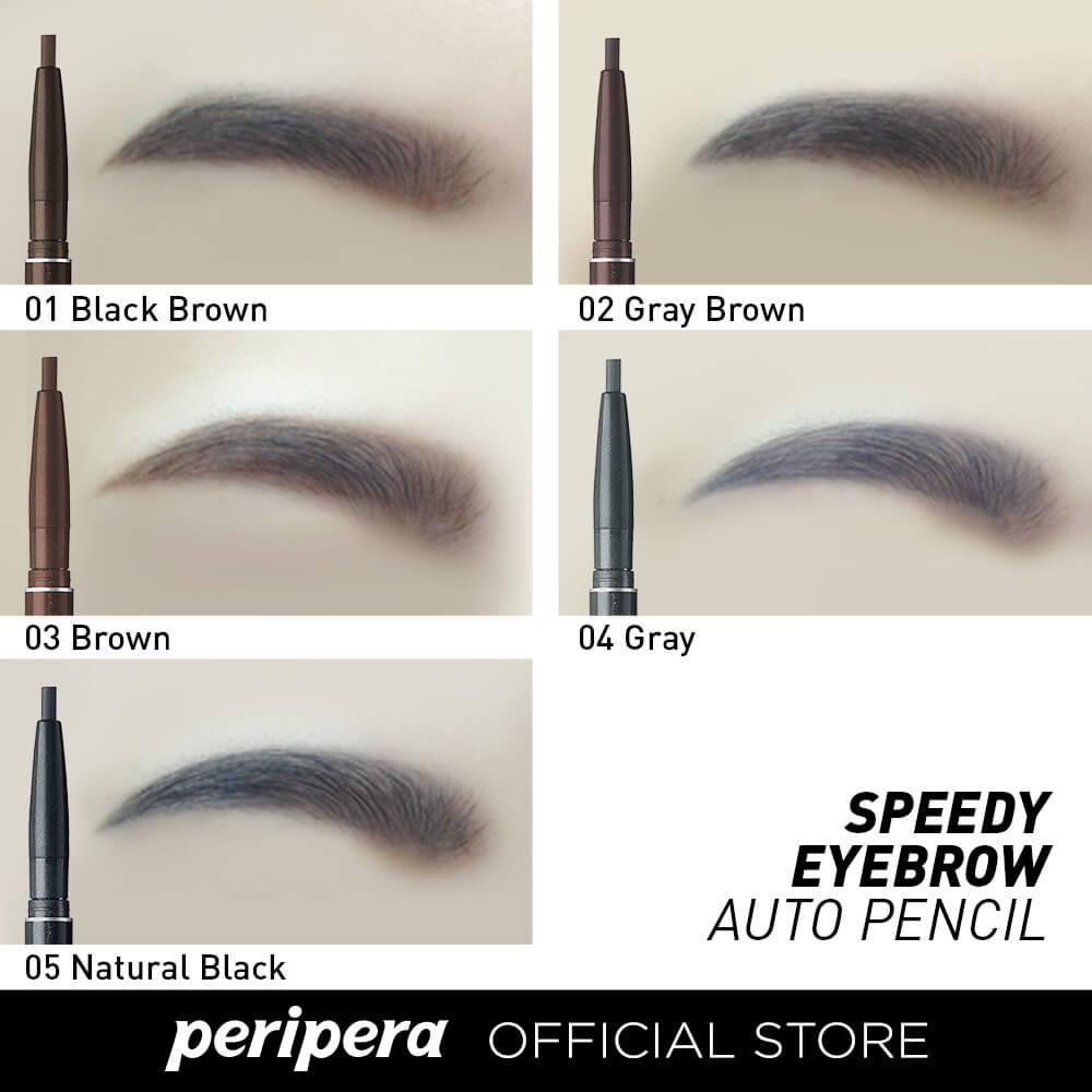 Peripera Speedy Eyebrow Auto Pencil ดินสอเขียนคิ้วแบบออโต้เมติก ที่ช่วยให้การวาดทรงคิ้วของคุณกลายเป็นเรื่องง่ายๆ   มีด้วยกัน 3 สี  Black  / Gray Brown /  Brown