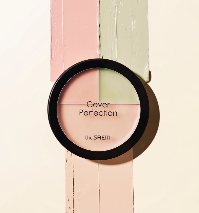 The Saem Cover Perfection Triple pot concealer #03 Correct-up Beige 4.5g. , The Saem  , thesaem , เครื่องสำอางเกาหลี ,คอนซีลเลอร์ , the saem concealer ซื้อที่ไหน , บาล์ม คอนซีลเลอร์ 3 หลุม The saem