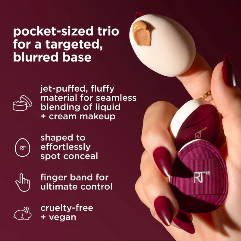 Real Techniques Cherry On Top Mini Marshmallow Puff Trio , Real Techniques , Real Techniques พัฟจิ๋ว , Real Techniques ฟองน้ำ , Mini Powder Puff set , แปรงแต่งหน้า , 